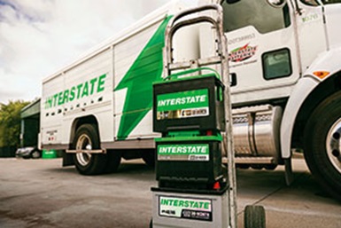 Interstate batteries on dolly