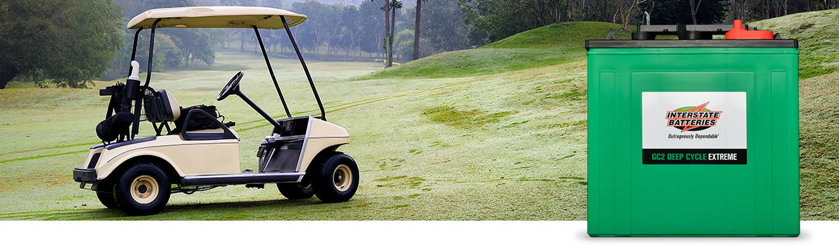 Image of golf cart with Interstate Extreme Cycle Battery
