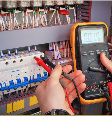 Electrician checking voltage
