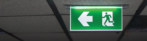 Green light up exit sign