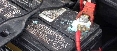 Corrosion on a car battery