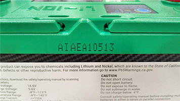 Serial Number on a Lithium Battery